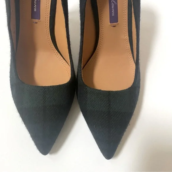 NEW Ralph Lauren Celia Purple Label Black Watch Tartan Stiletto Pumps Size 7 Heels